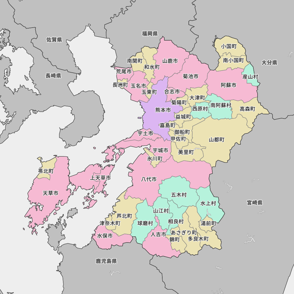 熊本県の地図 | Map-It マップ・イット