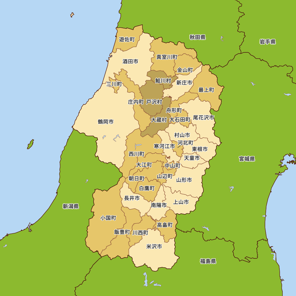 山形県の地図 | Map-It マップ・イット