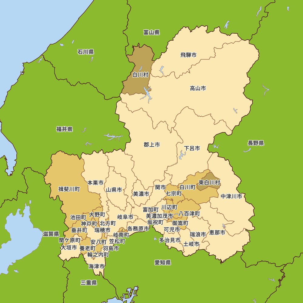 岐阜県の地図 | Map-It マップ・イット