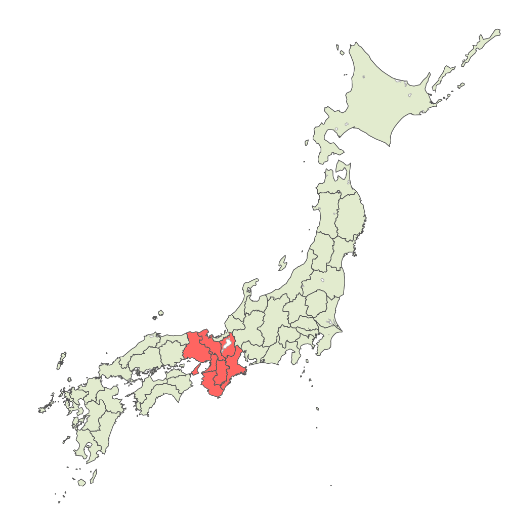  近畿地方の地図 