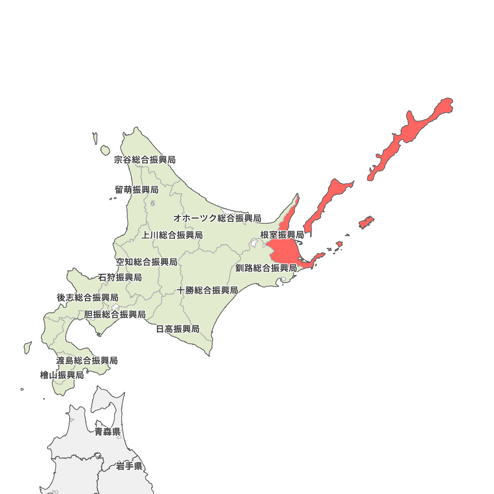 北海道根室振興局の地図 | Map-It マップ・イット