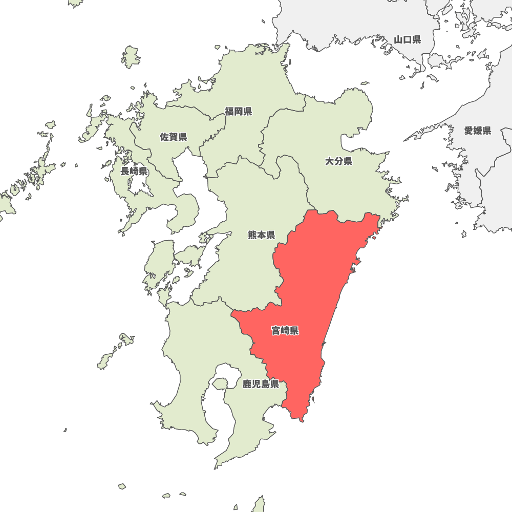 宮崎県の地図 