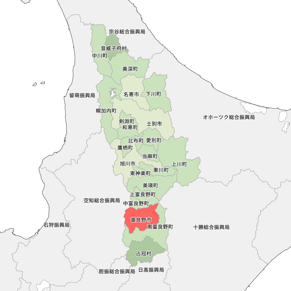 北海道上川総合振興局富良野市の地図 | Map-It マップ・イット