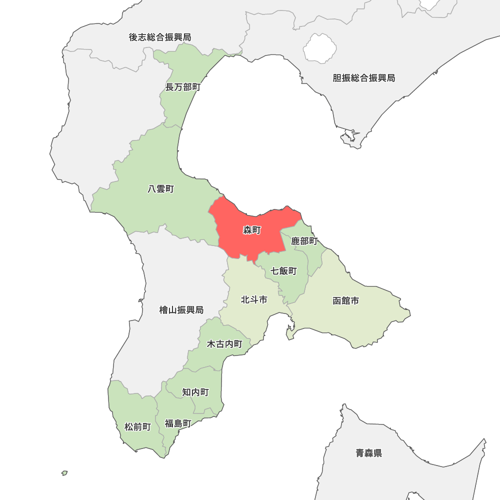 北海道渡島総合振興局茅部郡森町の地図 | Map-It マップ・イット