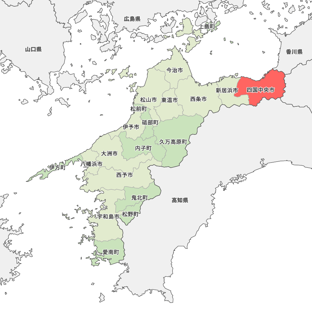 愛媛県四国中央市の地図 MapIt マップ・イット
