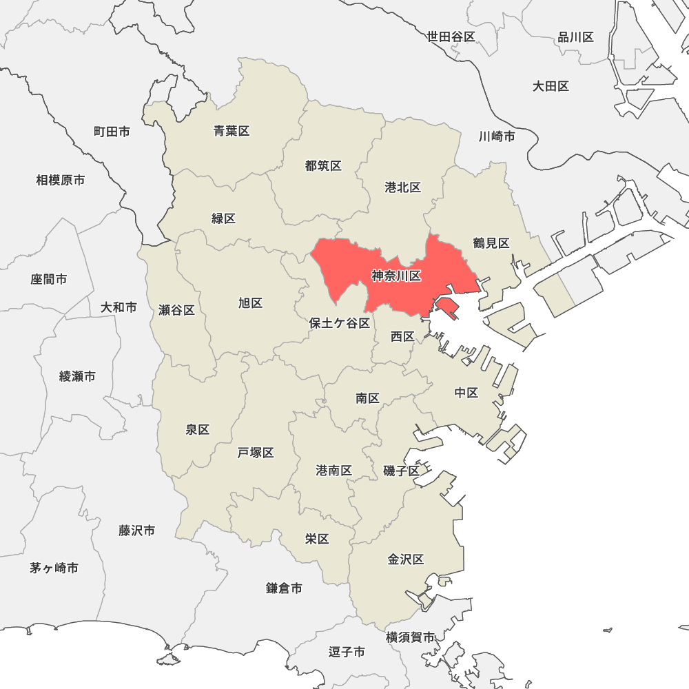 横浜市区分地図　神奈川区　日本地学株式会社　最新番地入り　番地