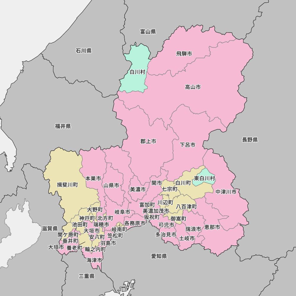 岐阜県の地図 | Map-It マップ・イット