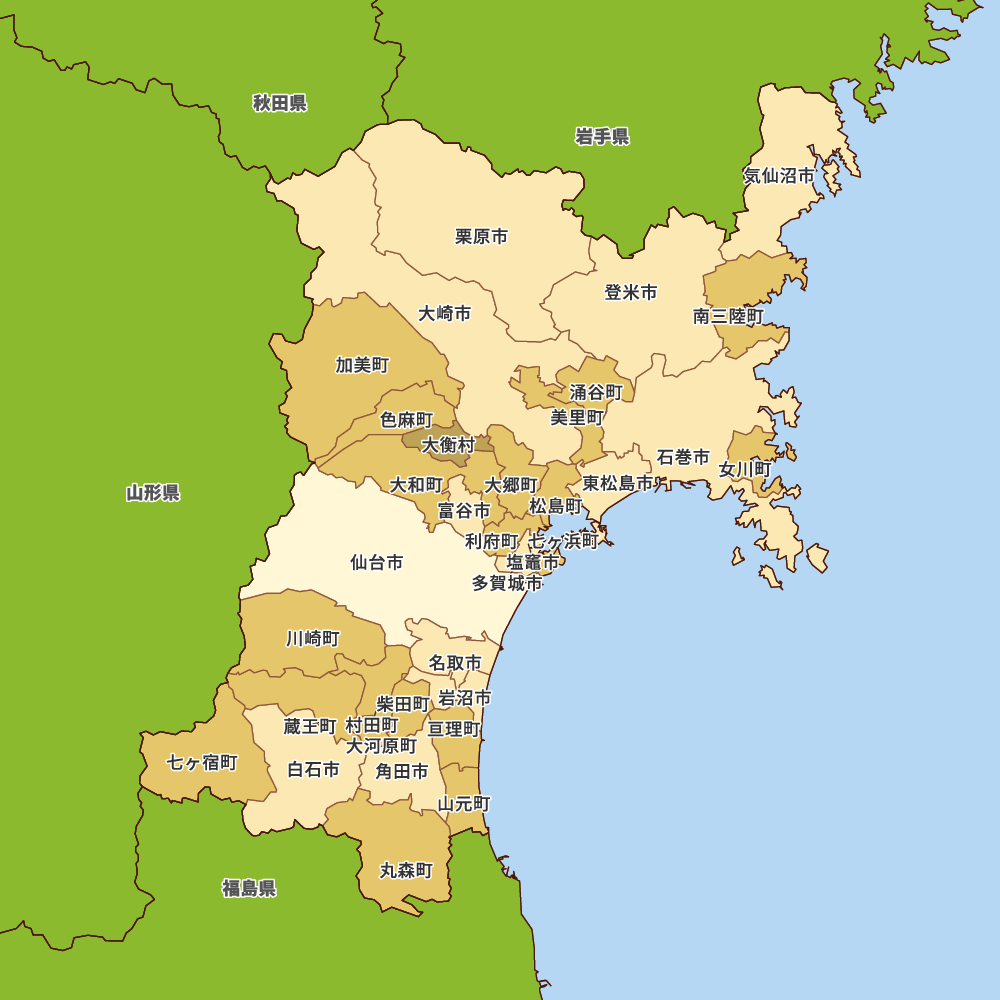 宮城県の地図 | Map-It マップ・イット