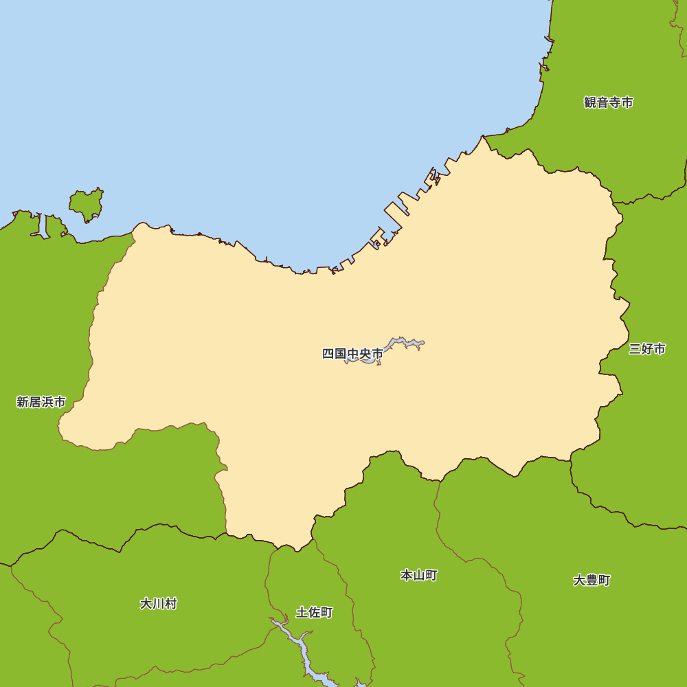 愛媛県四国中央市の地図 MapIt マップ・イット