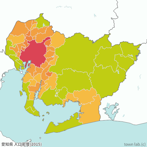 愛知県の人口密度の統計 Town Lab タウンラボ