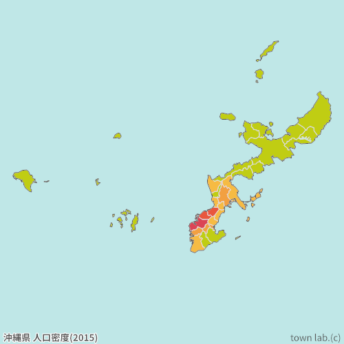 沖縄県の人口密度の統計 Town Lab タウンラボ