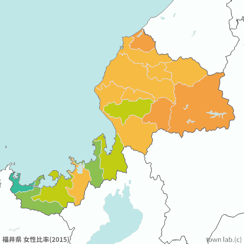 福井県の女性比率の統計 Town Lab タウンラボ