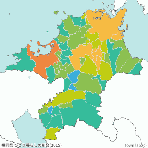 福岡県のひとり暮らしの割合の統計 Town Lab タウンラボ