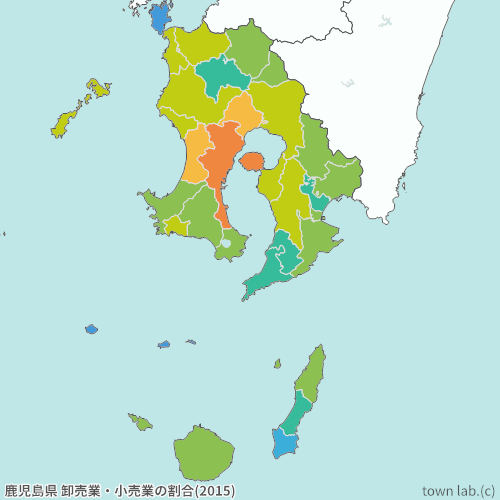 鹿児島県の卸売業・小売業の割合の統計 | town-lab.(タウンラボ)