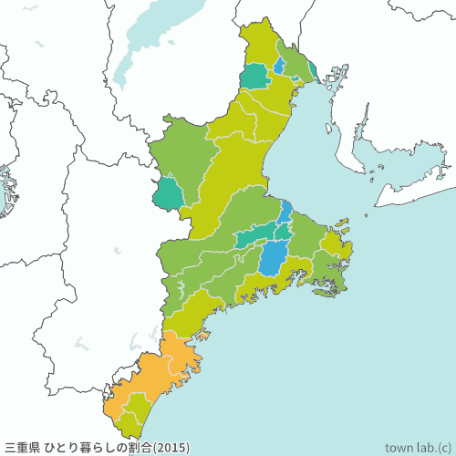 三重県 ひとり暮らしの割合