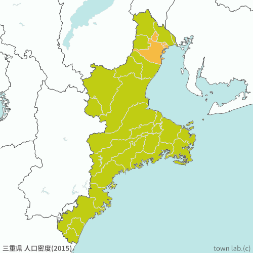 三重県 人口密度