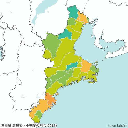 三重県 卸売業・小売業の割合