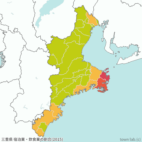 三重県 宿泊業・飲食業の割合