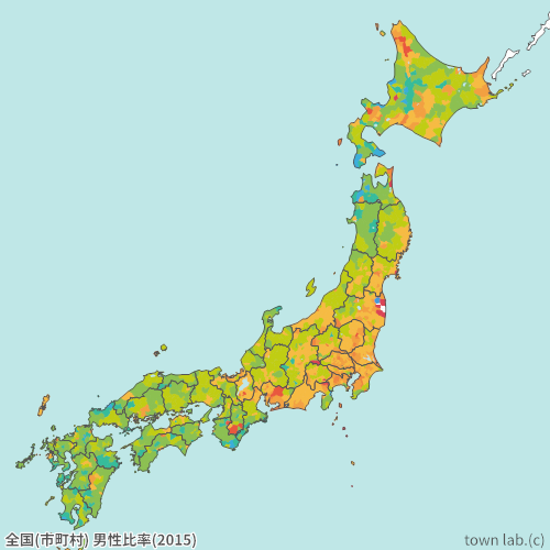 全国(市町村) 男性比率