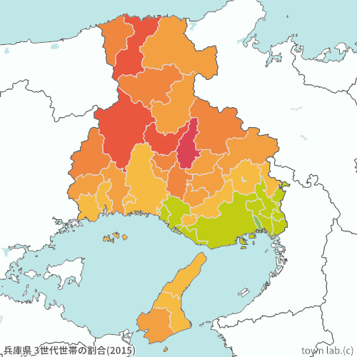 兵庫県 3世代世帯の割合