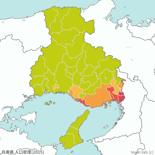 兵庫県 人口密度