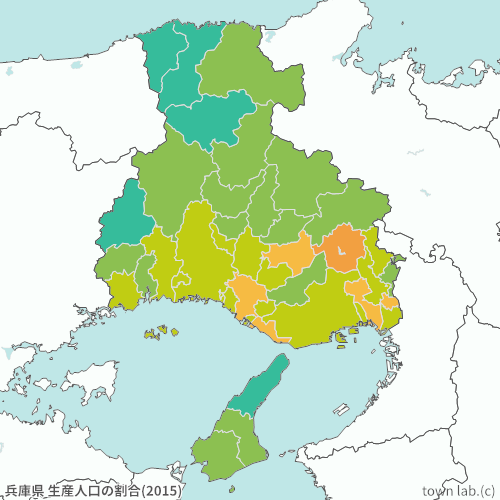 兵庫県 生産人口の割合