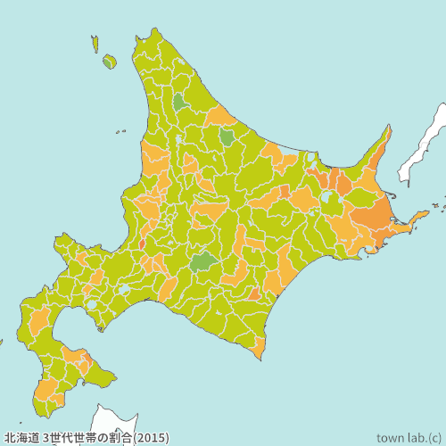 北海道 3世代世帯の割合