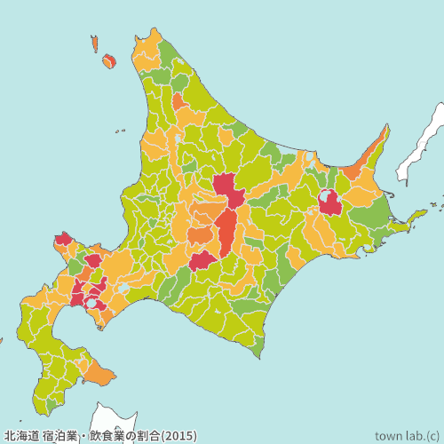 北海道 宿泊業・飲食業の割合