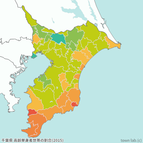 千葉県 高齢単身者世帯の割合