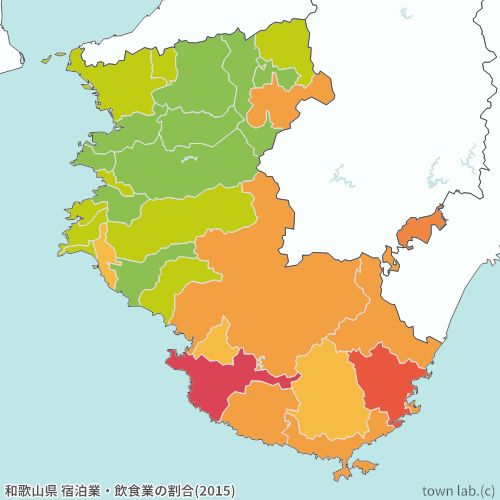 和歌山県 宿泊業・飲食業の割合