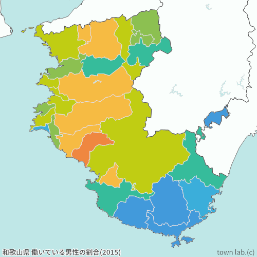 和歌山県 男性の働いている人の割合