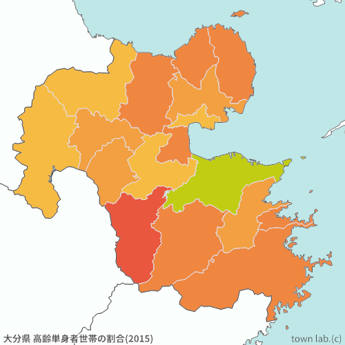 大分県 高齢単身者世帯の割合