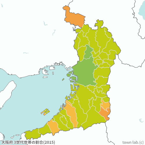 大阪府 3世代世帯の割合