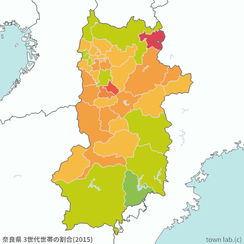 奈良県 3世代世帯の割合