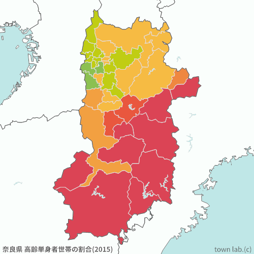 奈良県 高齢単身者世帯の割合