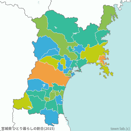 宮城県 ひとり暮らしの割合