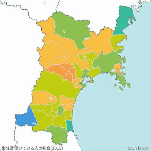 宮城県 働いている人の割合