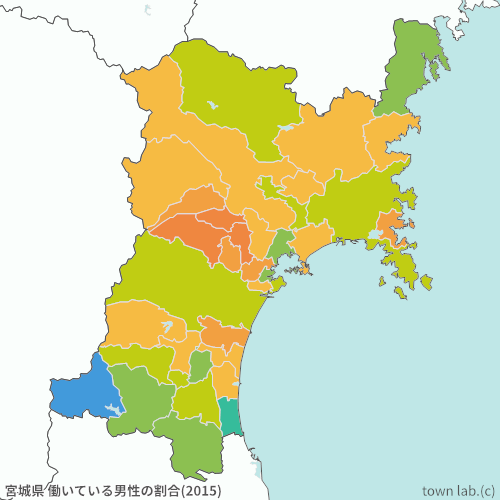 宮城県 男性の働いている人の割合