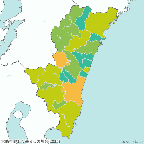 宮崎県 ひとり暮らしの割合