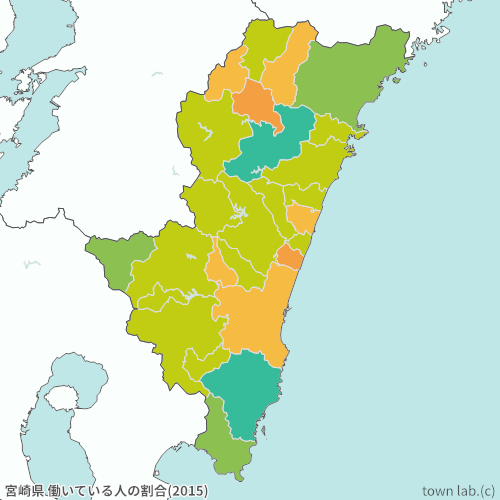 宮崎県 働いている人の割合