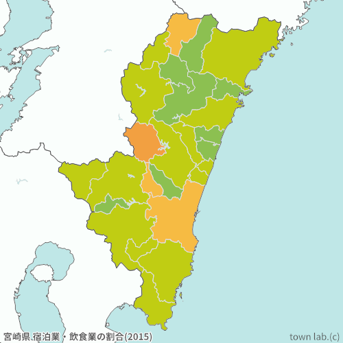 宮崎県 宿泊業・飲食業の割合