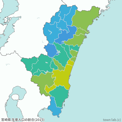 宮崎県 生産人口の割合