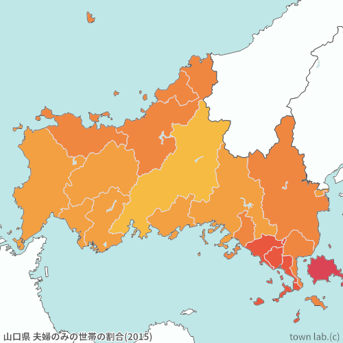 山口県 夫婦のみの世帯の割合