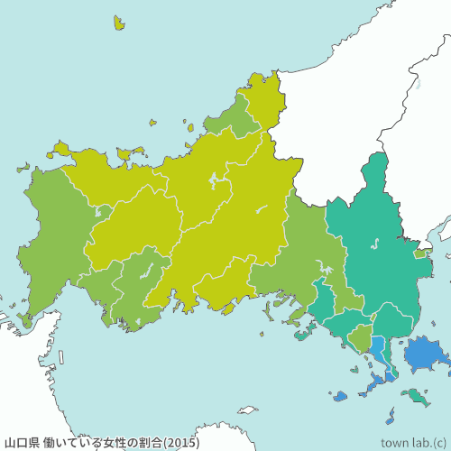 山口県 女性の働いている人の割合