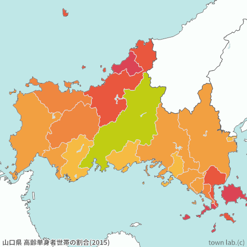 山口県 高齢単身者世帯の割合