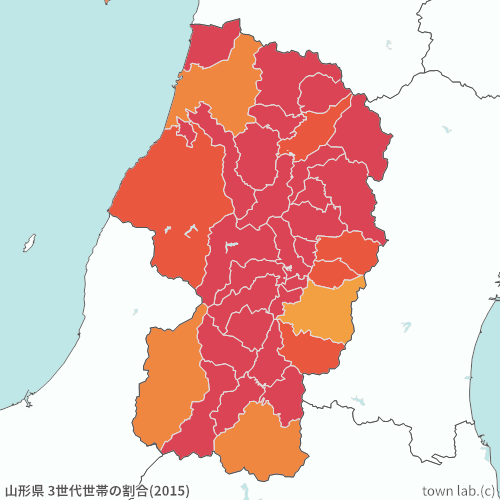 山形県 3世代世帯の割合