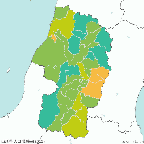 山形県 人口増減率