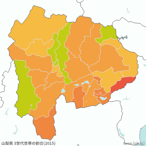 山梨県 3世代世帯の割合