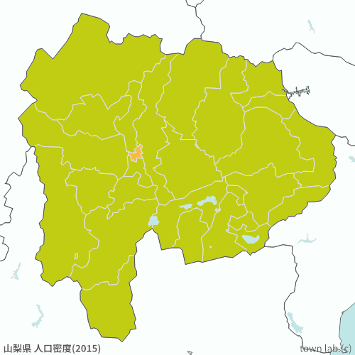 山梨県 人口密度