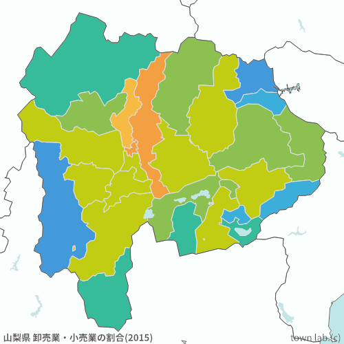 山梨県 卸売業・小売業の割合